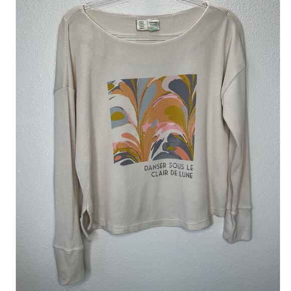 Saturday/Sunday Cream Catrina Thermal Long Sleeve Waffle Top XS - Picture 2 of 14
